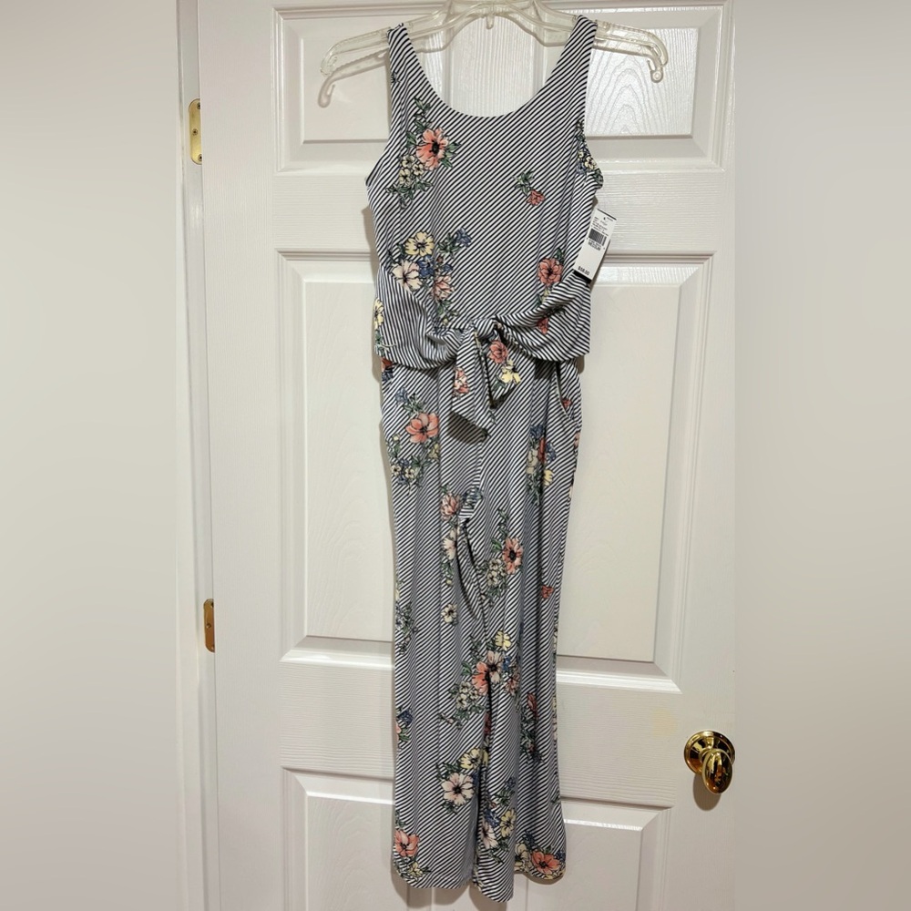 NWT Girls Ally B. Striped Floral Jumpsuit- Size Medium (10/12)